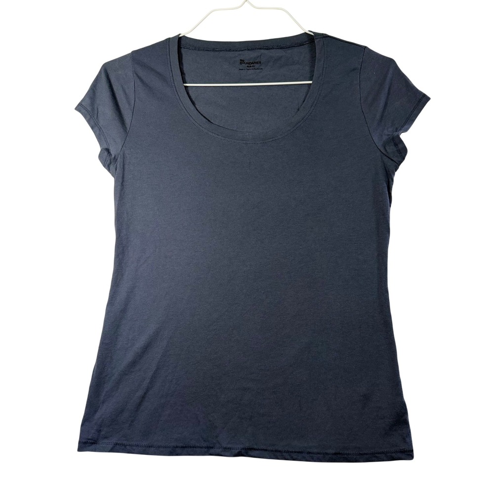 No Boundaries Womens Scoop Neck Short Sleeve Tee Shirt‎ Dark Gray M 8-10